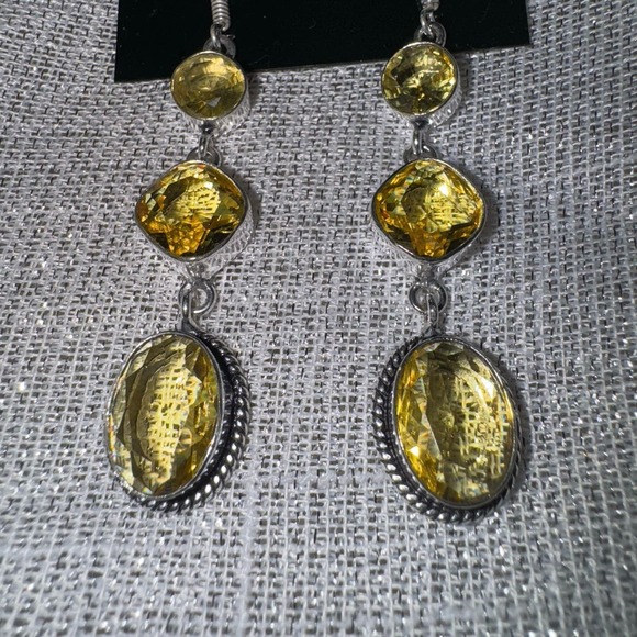 Dangle earrings Jewelry - Citrine Gemstone artisan crafted| Earrings| 925 sp| SIZE 1.92"